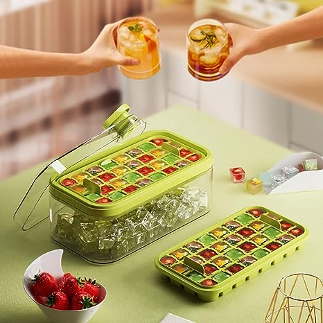 Button Press Ice Cube Tray, 31 Grids One Button Press Ice Cube Tray With Storage Box, Ice Cube Molds Ice Box, New Ice Cube Tray With Lid and Bin, Stackable Easy Release Ice Trays for Beverages Button Press Ice Cube Tray, 31 Grids One Button Press Ice Cube Tray With Storage Box, Ice Cube Molds Ice Box, New Ice Cube Tray With Lid and Bin, Stackable Easy Release Ice Trays for Beverages